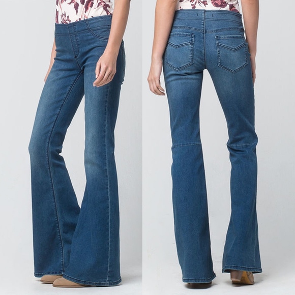 flare leg pull on jeans